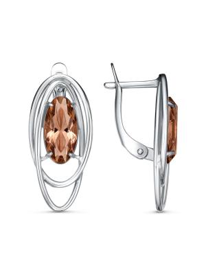 Серьги серебро 925 пробы, покрытие - родирование, вставка - топаз (искусственный)