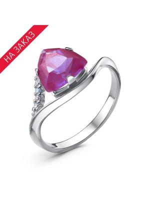 Кольцо серебро 925 пробы, покрытие - родирование, вставка - ситалл собственной огранки, фианит (недрагоценный камень)