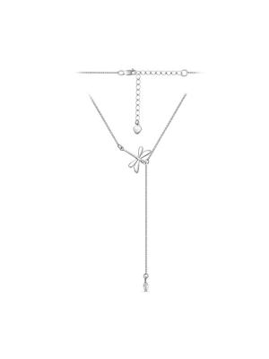 Колье серебро 925 пробы, покрытие - родирование, вставка - фианит (недрагоценный камень)