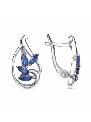 Серьги серебро 925 пробы, покрытие - родирование, вставка - искусственная шпинель