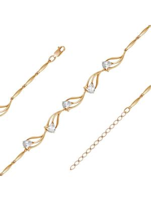 Браслет бижутерия, покрытие - золочение, вставка - фианит (недрагоценный камень)