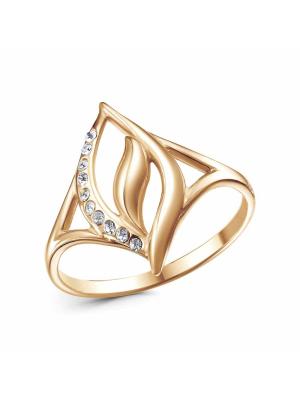 Кольцо бижутерия, покрытие - золочение, вставка - стекло ювелирное preciosa