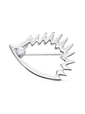 Брошь бижутерия, покрытие - платинирование, вставка - фианит (недрагоценный камень)