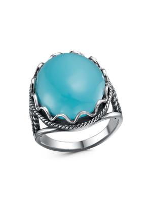 Кольцо серебро 925 пробы, покрытие - оксидирование, вставка - халцедон (искусственный)