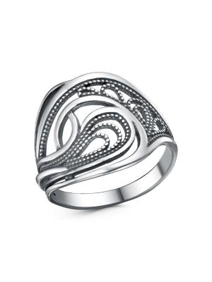 Кольцо серебро 925 пробы, покрытие - оксидирование, без вставок