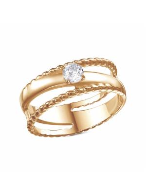 Кольцо бижутерия, покрытие - золочение, вставка - фианит (недрагоценный камень)