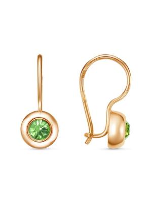 Серьги бижутерия, покрытие - золочение, вставка - стекло ювелирное preciosa