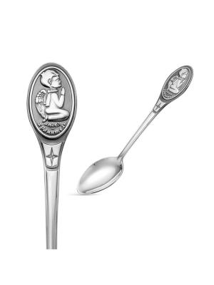 Ложка детская с ангелом-хранителем "мальчик" серебро 925 пробы, покрытие - оксидирование, без вставок