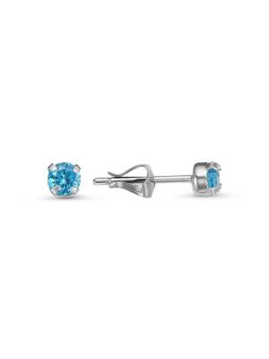 Серьги серебро 925 пробы, без покрытия, вставка - фианит (недрагоценный камень)