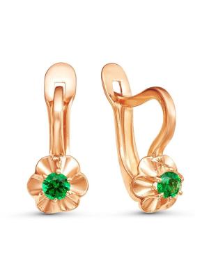 Серьги бижутерия, покрытие - золочение, вставка - искусственная шпинель