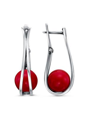 Серьги бижутерия, покрытие - серебрение с оксидированием, вставка - имитация жемчуга