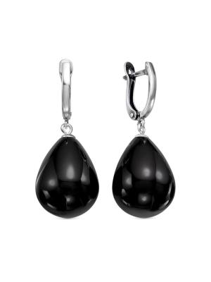 Серьги бижутерия, покрытие - серебрение с оксидированием, вставка - имитация жемчуга