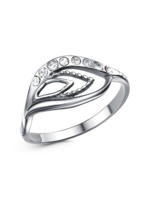 Кольцо бижутерия, покрытие - серебрение с оксидированием, вставка - стекло ювелирное preciosa