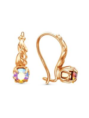 Серьги бижутерия, покрытие - золочение, вставка - стекло ювелирное preciosa