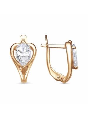 Серьги бижутерия, покрытие - золочение, вставка - фианит (недрагоценный камень)