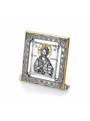 Икона "господь вседержитель" серебро 925 пробы, покрытие - оксидирование, выборочное золочение, без вставок