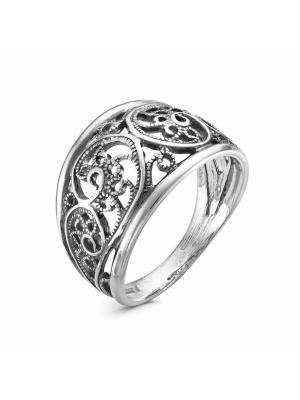 Кольцо серебро 925 пробы, покрытие - оксидирование, без вставок