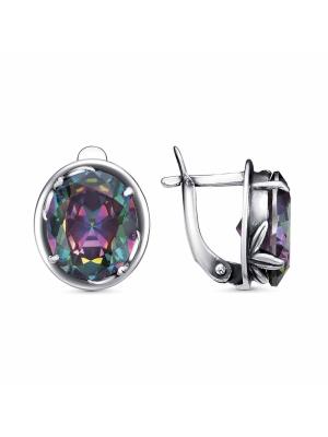 Серьги бижутерия, покрытие - серебрение с оксидированием, вставка - фианит (недрагоценный камень)