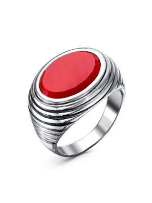 Кольцо серебро 925 пробы, покрытие - оксидирование, вставка - искусственный коралл