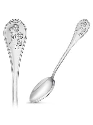 Ложка детская с ангелом-хранителем "девочка" серебро 925 пробы, без покрытия, без вставок
