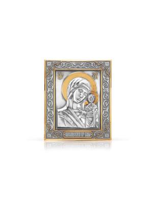 Икона "казанская божия матерь" серебро 925 пробы, покрытие - оксидирование, выборочное золочение, без вставок