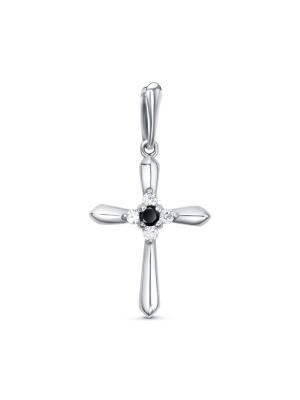 Подвеска серебро 925 пробы, покрытие - родирование, вставка - фианит (недрагоценный камень)