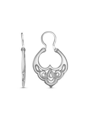 Серьги бижутерия, покрытие - серебрение с оксидированием, без вставок