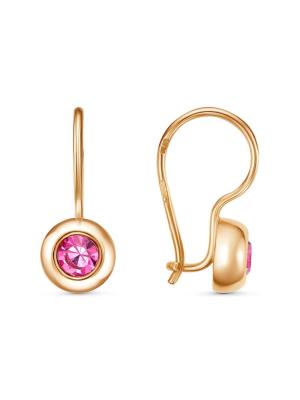 Серьги бижутерия, покрытие - золочение, вставка - стекло ювелирное preciosa