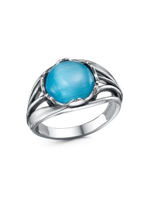 Кольцо серебро 925 пробы, покрытие - оксидирование, вставка - искусственный кошачий глаз