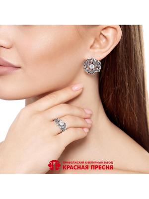 Кольцо серебро 925 пробы, покрытие - оксидирование, вставка - фианит (недрагоценный камень)