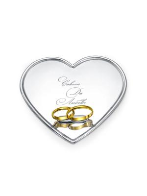 Поднос для молодоженов серебро 925 пробы, покрытие - золочение, отделка - лазерная гравировка, без вставок