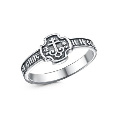 Кольцо бижутерия, покрытие - серебрение с оксидированием, без вставок