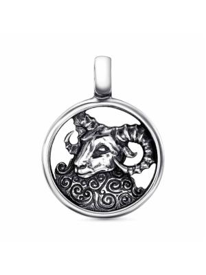 Подвеска "овен" серебро 925 пробы, покрытие - оксидирование, без вставок