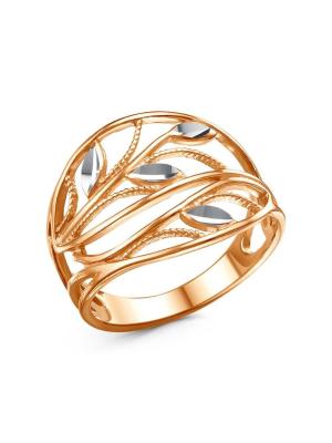 Кольцо серебро 925 пробы, покрытие - золочение, отделка - алмазная грань, без вставок