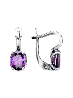 Серьги бижутерия, покрытие - серебрение с оксидированием, вставка - фианит (недрагоценный камень)