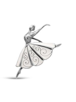 Брошь бижутерия, покрытие - серебрение с оксидированием, отделка - эмаль, без вставок