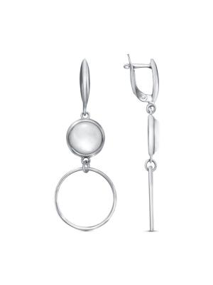 Серьги бижутерия, покрытие - серебрение, вставка - перламутр