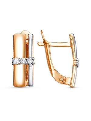 Серьги серебро 925 пробы, покрытие - золочение, выборочное родирование, вставка - фианит (недрагоценный камень)