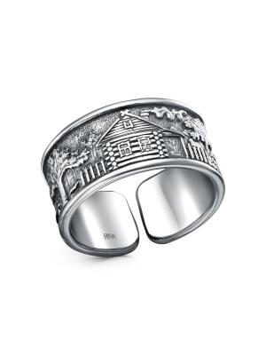 Кольцо серебро 925 пробы, покрытие - оксидирование, без вставок