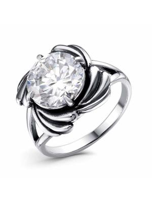 Кольцо бижутерия, покрытие - серебрение с оксидированием, вставка - фианит (недрагоценный камень)