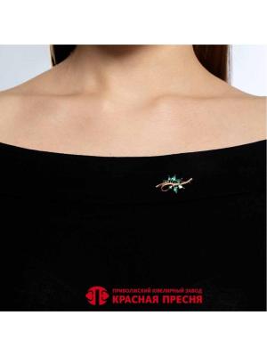 Брошь серебро 925 пробы, покрытие - золочение, вставка - искусственная шпинель