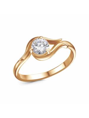 Кольцо бижутерия, покрытие - золочение, вставка - фианит (недрагоценный камень)