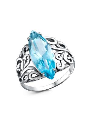 Кольцо серебро 925 пробы, покрытие - оксидирование, вставка - стекло ювелирное собственной огранки