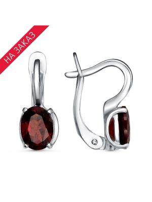 Серьги серебро 925 пробы, покрытие - родирование, вставка - гранат (полудрагоценный камень)