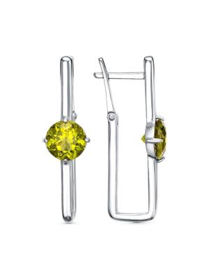 Серьги бижутерия, покрытие - платинирование, вставка - фианит (недрагоценный камень)