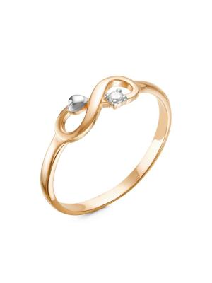 Кольцо серебро 925 пробы, покрытие - золочение, выборочное родирование, вставка - фианит (недрагоценный камень)