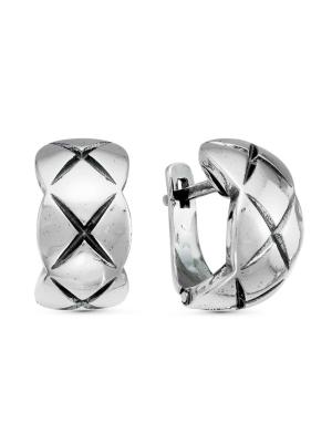 Серьги бижутерия, покрытие - серебрение с оксидированием, без вставок