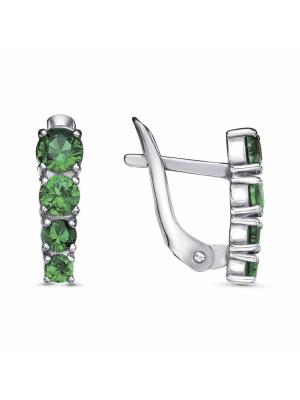 Серьги бижутерия, покрытие - платинирование, вставка - искусственная шпинель