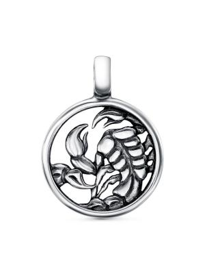 Подвеска "скорпион" бижутерия, покрытие - серебрение с оксидированием, без вставок