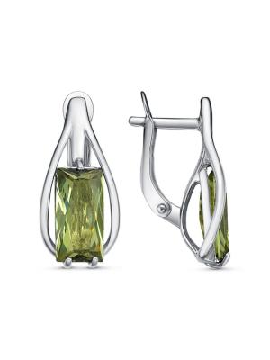 Серьги серебро 925 пробы, покрытие - платинирование, вставка - ситалл собственной огранки